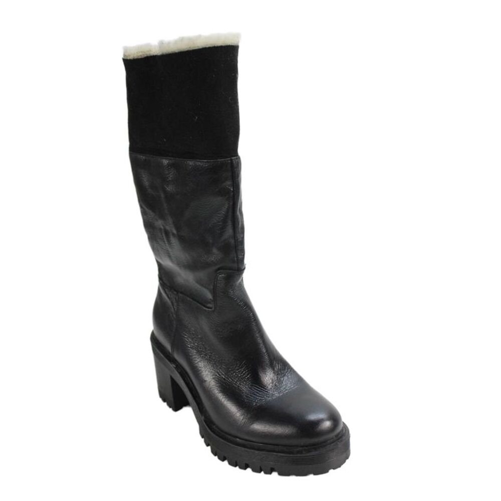 MARC FISHER LTD Womens Leather Mid Calf Pull On Boots Black Size 7.5 Medium